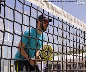 Puzzle Paddle tennis player in the net